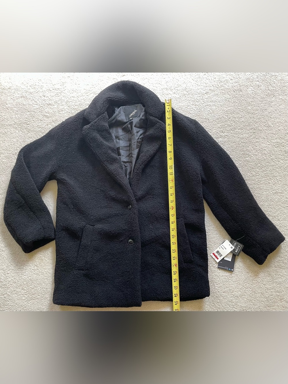 Collection B Black Teddy Jacket with Lapel Collar